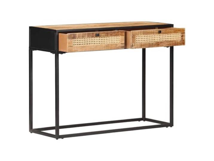 YUTAASU Konsolentisch 100x35x75 cm Massives Mangoholz Mit 2 Schubladen, Wiener Geflecht, Eisengestell, Robust, Strapazierfähig, Einzigartige Maserung