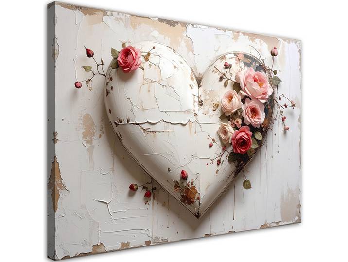 Feeby Leinwandbild Liebe 90x60cm, Beige, Herz/Romantik, Rechteckig, 90x60 cm, Bilder & Rahmen, Bilder, Leinwandbilder