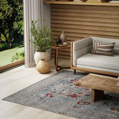 Alora Decor Sawyer Grey/Multicolor Tribal Border Wool Area Rug