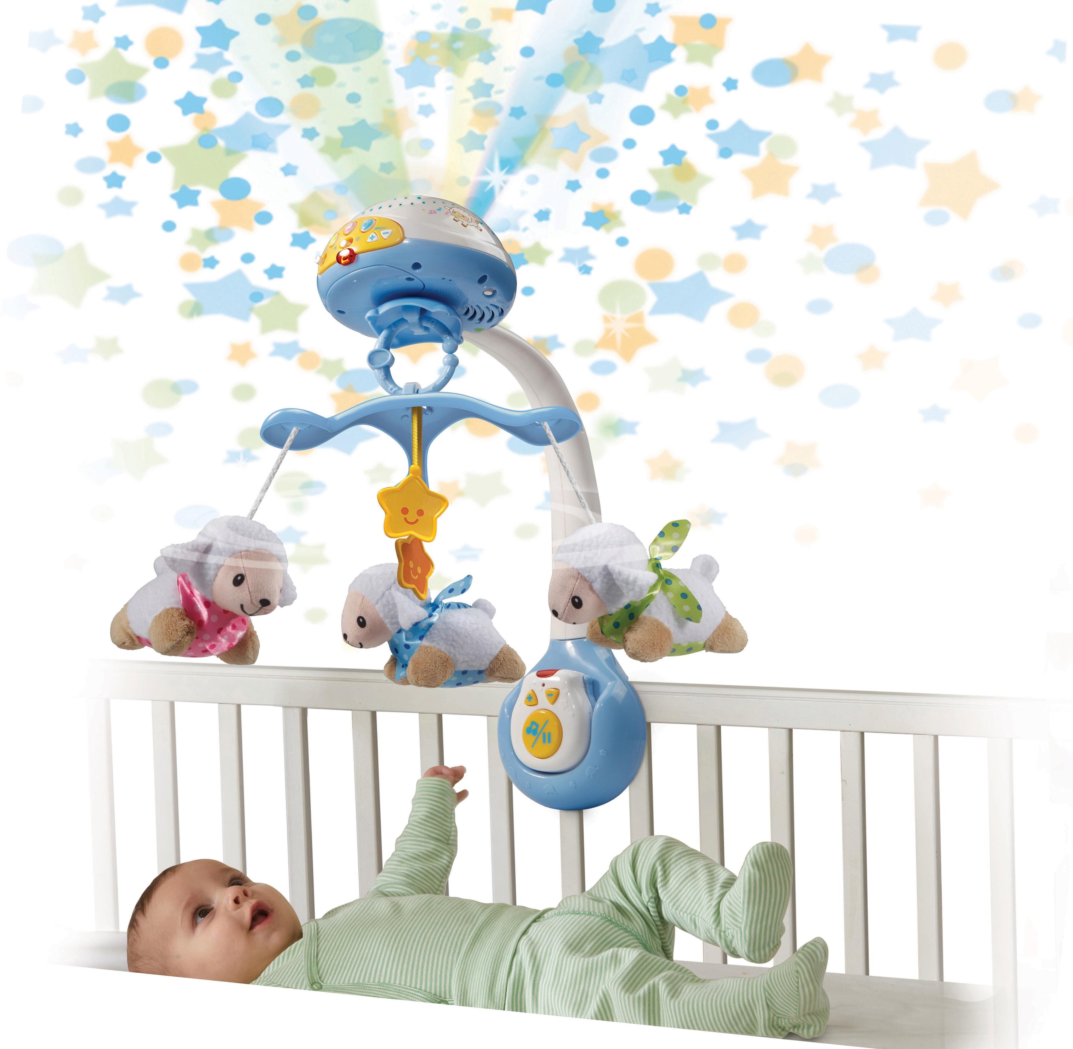Mobile VTECH "VTechBaby, Schäfchen-Mobile", bunt (bunt, blau), Mobilés, KinderB:20cm H:14cm T:5cm, Mobile, mit Licht- und Soundeffekten, B:20cm H:14cm T:5cm