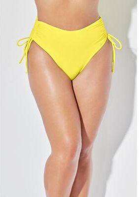 Plus Size Women's Virtuoso Ruched Side Tie Tummy Control Bikini Bottom by Swimsuits For All in Pineapple (Size 22)