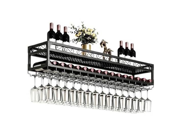 Gaommini Weinglasregale, wandmontierte Stielglasregale, hängende Weinflaschenhalter für Zuhause, Bar, Küche, Wohnzimmer, Weinaufbewahrungsregal(100x30cm)