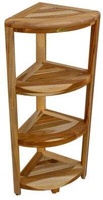 "EcoDecors SnazzyCorner EarthyTeak 38"" Teak 4-Tier Corner Shelf"