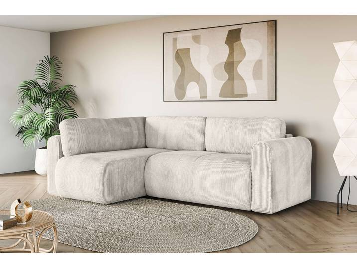 Ecksofa, 100% Polyester, Beige, 250×166 cm, Mit Bettkasten, Modern, Inosign