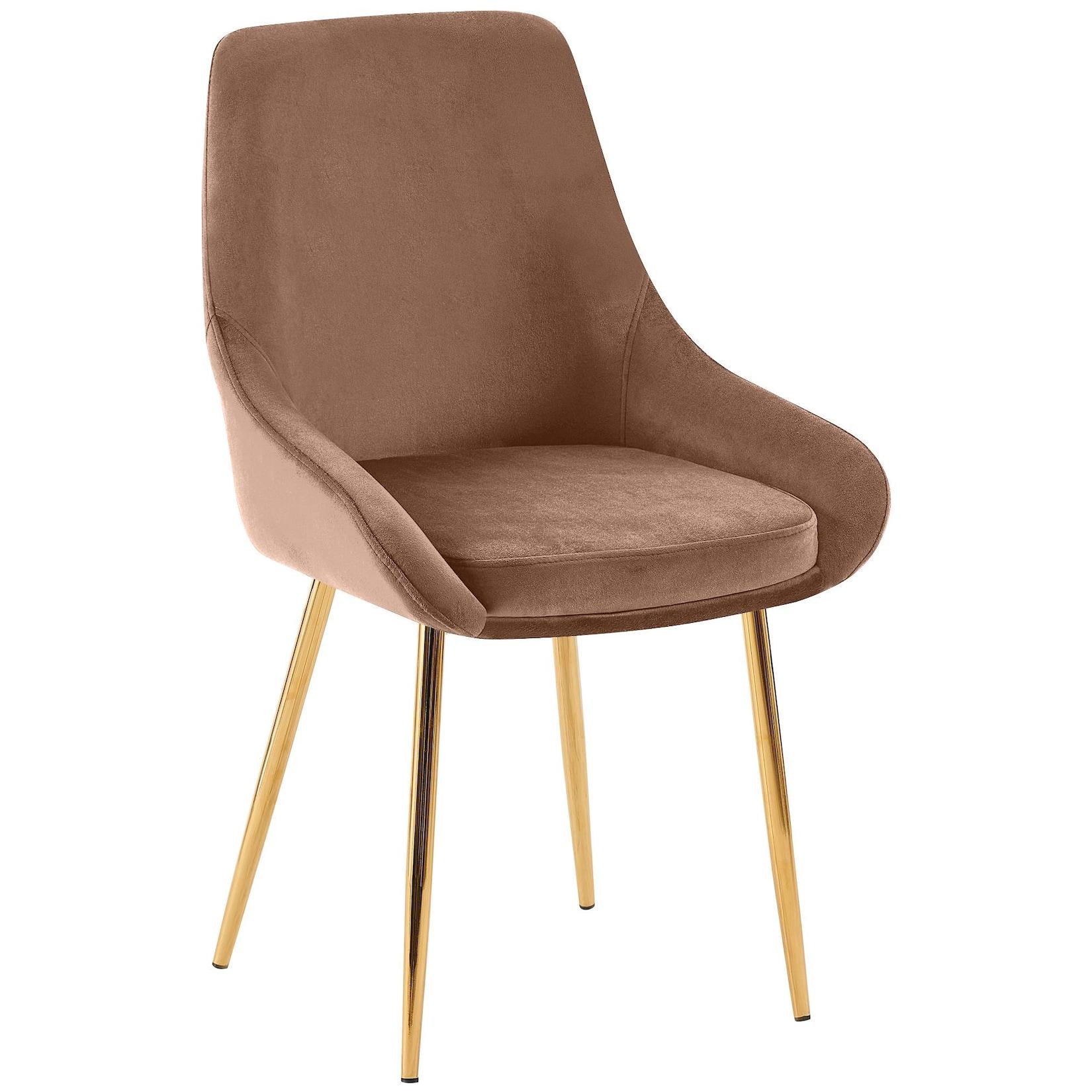 CLP Esszimmerstuhl Elmira Samt gold Farbe: braun, Material Gestell: Metall gold