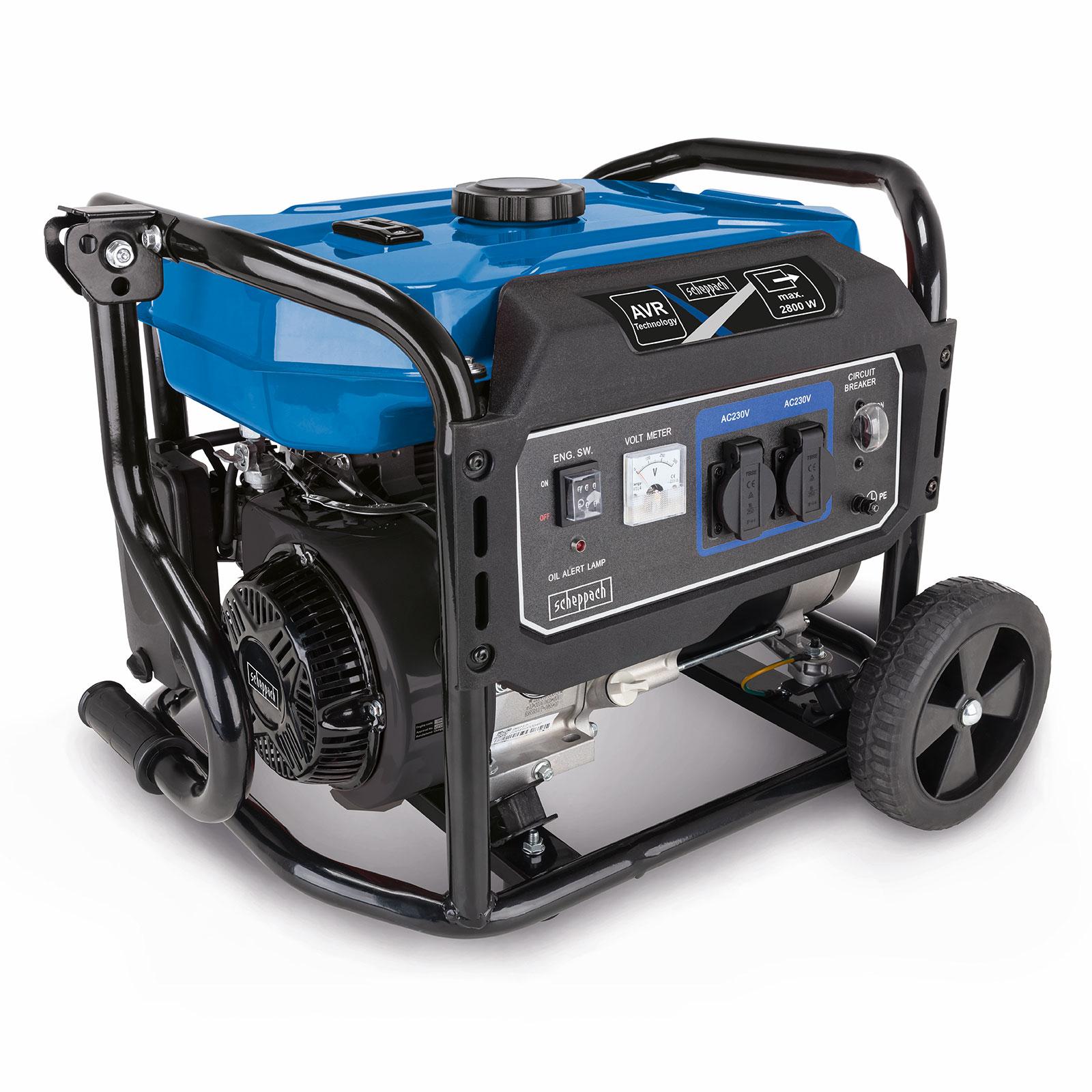 Scheppach Stromerzeuger Benzin SG3200x - max. 2800W | 6 PS / 212 cm³ 4-Takt-Benzinmotor | 2 x 230V Steckdosen | 15L Tank für 12h Betrieb