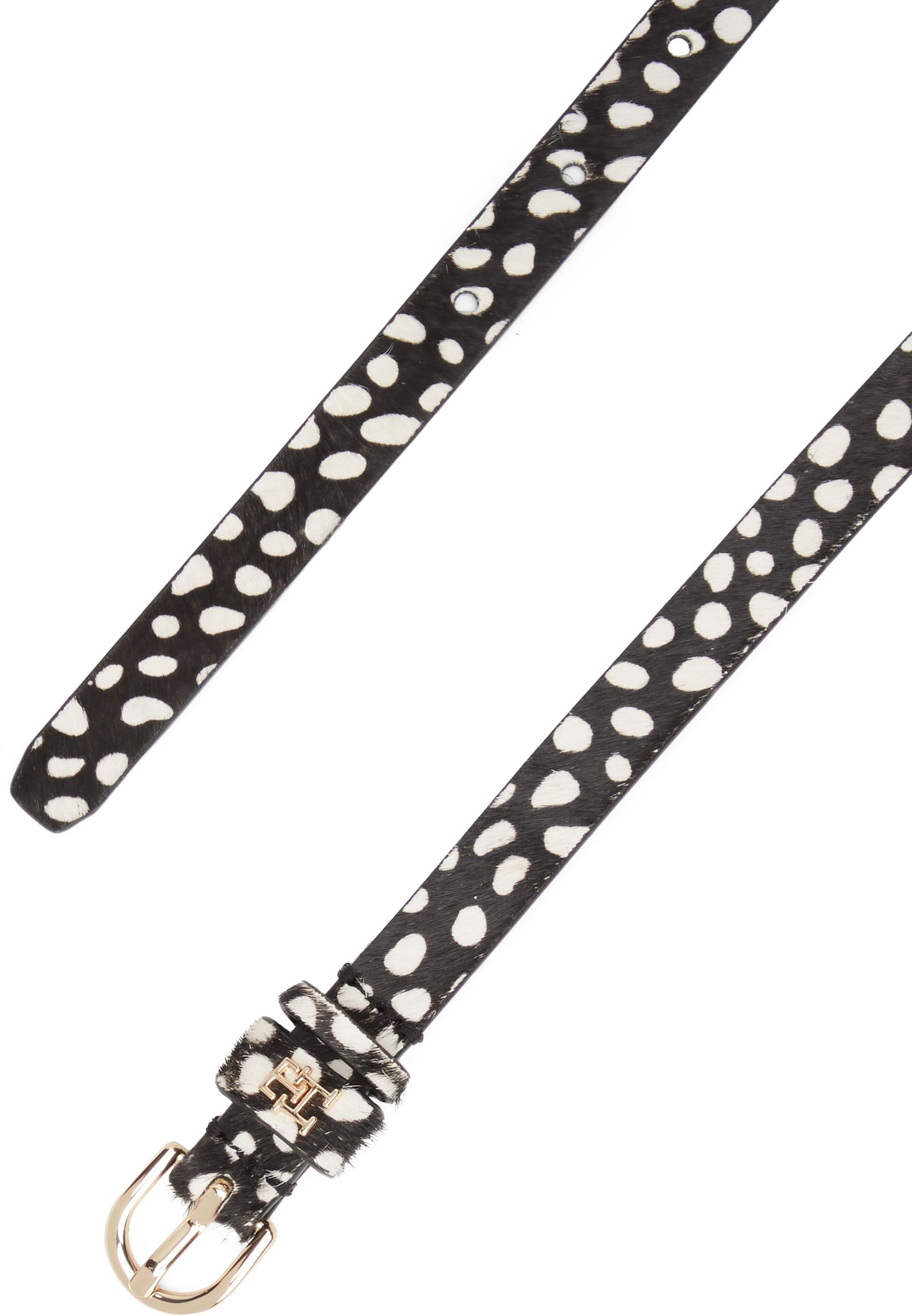 Ledergürtel TOMMY HILFIGER "ESSENTIAL EFFORTLESS", Herren, Gr. 85, schwarz-weiss (deer print), Rindsleder, Gürtel Ledergürtel, mit Hirsch-Print deer print 85