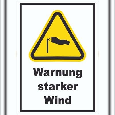 HB-Druck Schild Warnung starker Wind A0 (841x1189mm)