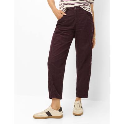 5-Pocket-Hose BRAX "Style MEGAN S", Damen, Gr. 44, Normalgrößen, braun (dunkelviolett), Web, 100% Baumwolle, Hosen 5-Pocket-Hose, Cord: Five-Pocket-Hose im Barrel Fit