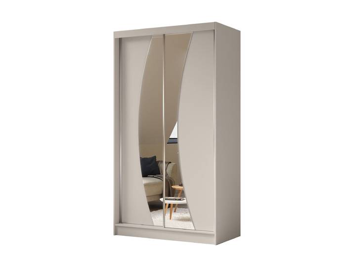 Schwebetürenschrank VOX 120 cm – Kleiderschrank mit Spiegel & Schiebetüren (Kaschmir)