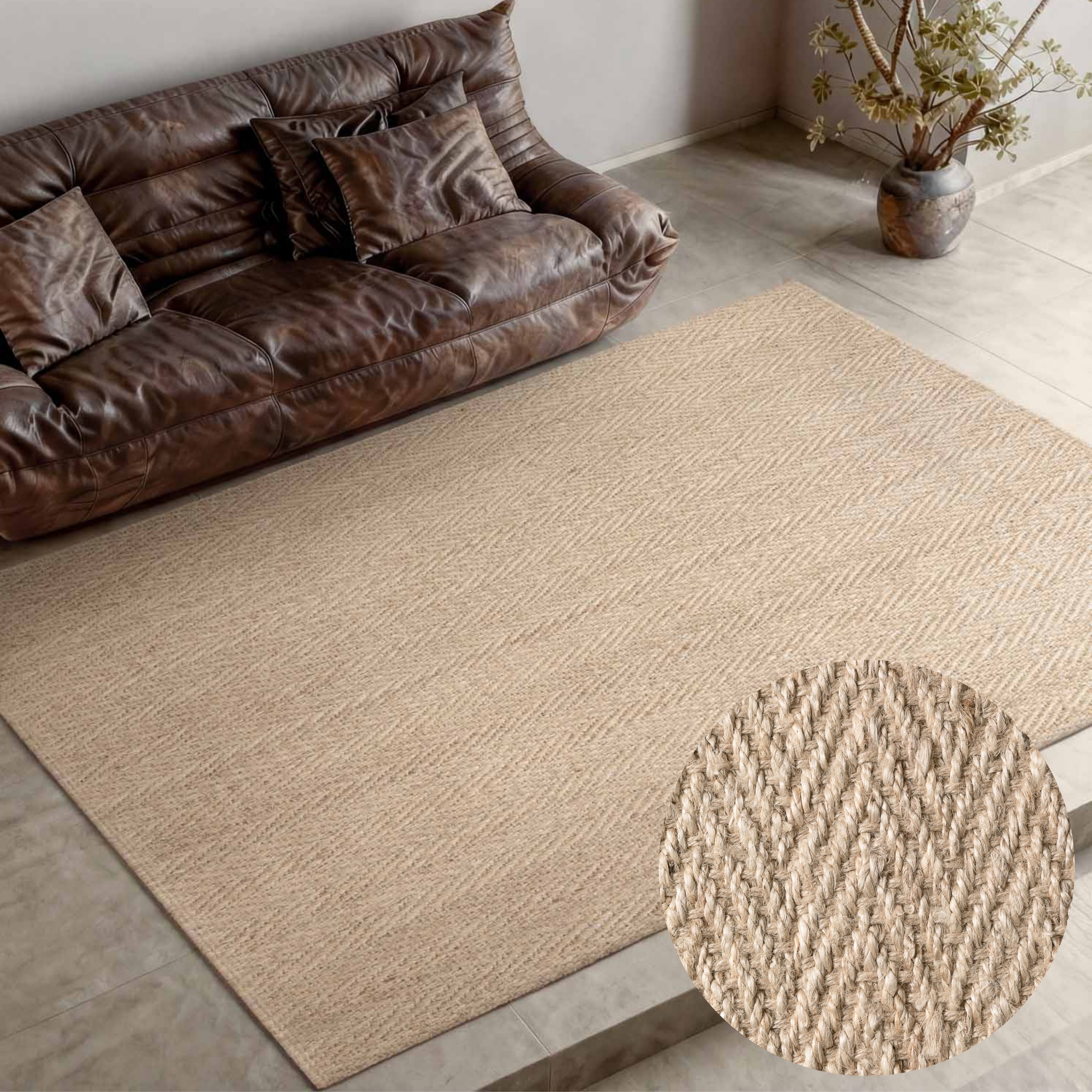 Teppich VILLEROY & BOCH "Mirabelle", beige (natur, elfenbein), B:160cm H:10mm L:230cm, Jute, Teppiche, Teppich, Jute, Natur, Wohnzimmer, Esszimmer, Schlafzimmer, Fischgrätendesign natur, elfenbein B : 160cm 1 Stk., 10mm, L: 230cm