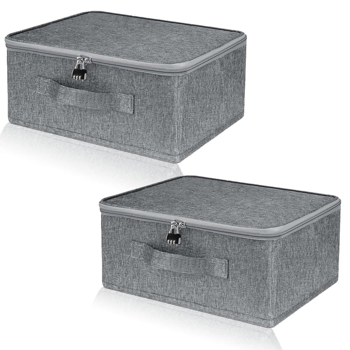 Dripio Set van 2 inklapbare opbergboxen met handvatten voor onder het bed, grijs, textiel