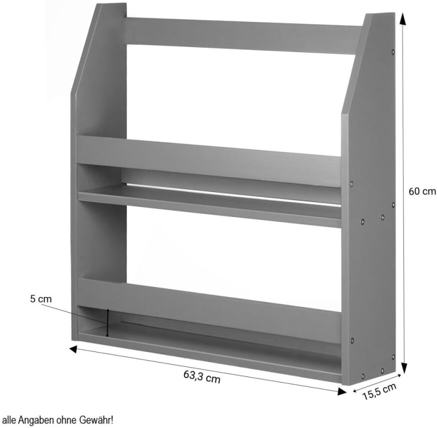 Homestyle4U Etagère murale suspendue en bois Gris Gris 63x15x60cm