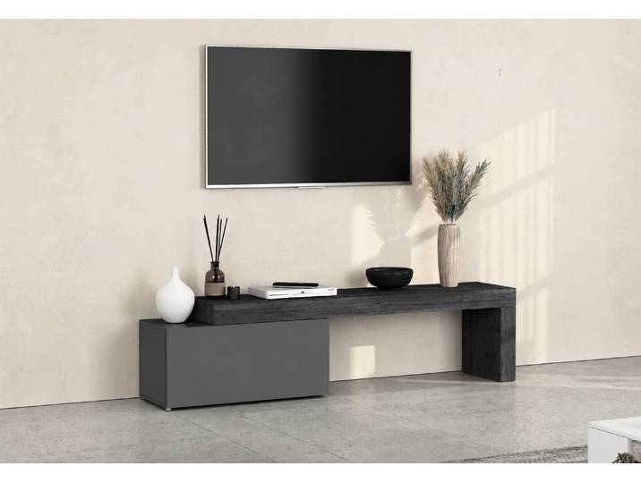 Lowboard GOODPRODUCT Lowboard Chronos TV-Board, TV-Schrank , grau (lowboard schiefer, anthrazit 90), B:220cm H:51cm T:40cm, Holzwerkstoff, Sideboards, Lowboard, Breite 220 cm TV-Board,Lowboard,1 Klappe und ein L-Förmiger Aufsatz