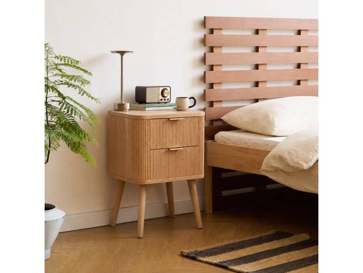 Table de chevet 2 tiroirs en bois naturel