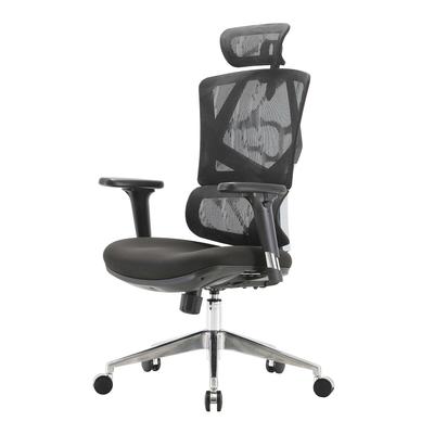 Mendler Bürostuhl HWC-J89, Schreibtischstuhl ergonomisch, Lordosenstütze hohe Rückenlehne 3D-Armlehnen ~ gepolstert schwarz