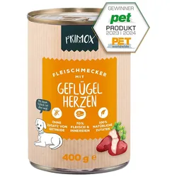 Primox Hunde Nassfutter mit Geflügelherzen 800g