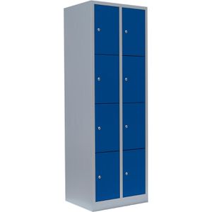 Lüllmann Schließfachschrank 520421, blau, 8 Fächer, Stahl, 60 x 180cm, mit Zylinderschloss