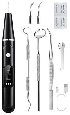 Inspired Deals Ultrasonic Pet Teeth Cleaner Kit For Dogs & Cats Plaque And Tartar Remover 3pcs Kit (black)