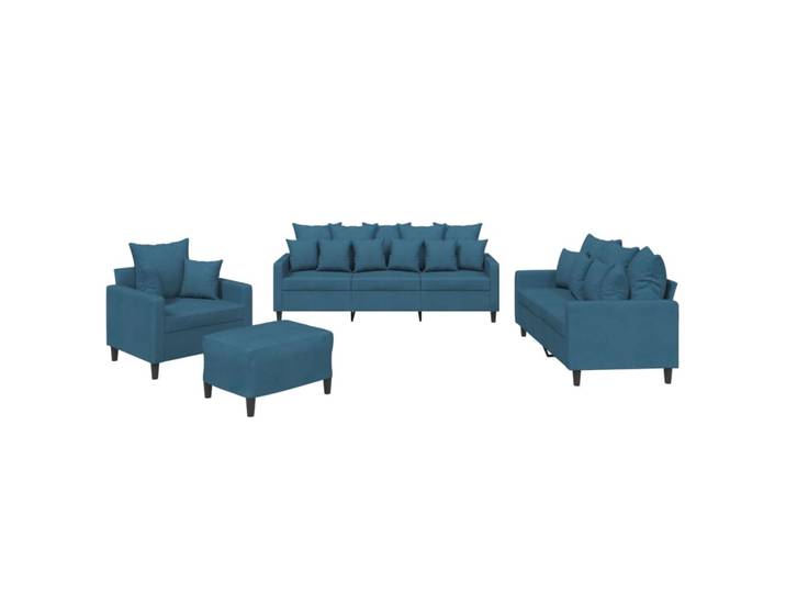 vidaXL Ensemble de canapés 4 pièces avec coussins bleu velours