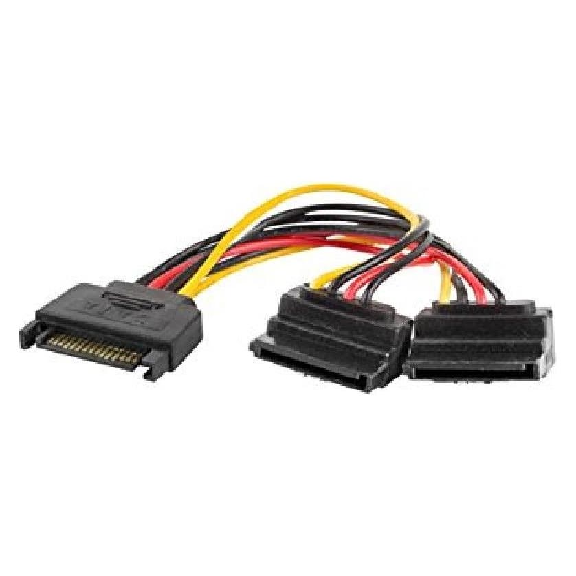 Lanberg CA-SASA-10CU-0015 SATA-Kabel 0,15 m SATA 15-Pin 2 x SATA 15-Pin Schwarz (15 cm, SATA) (CA-SASA-10CU-0015)
