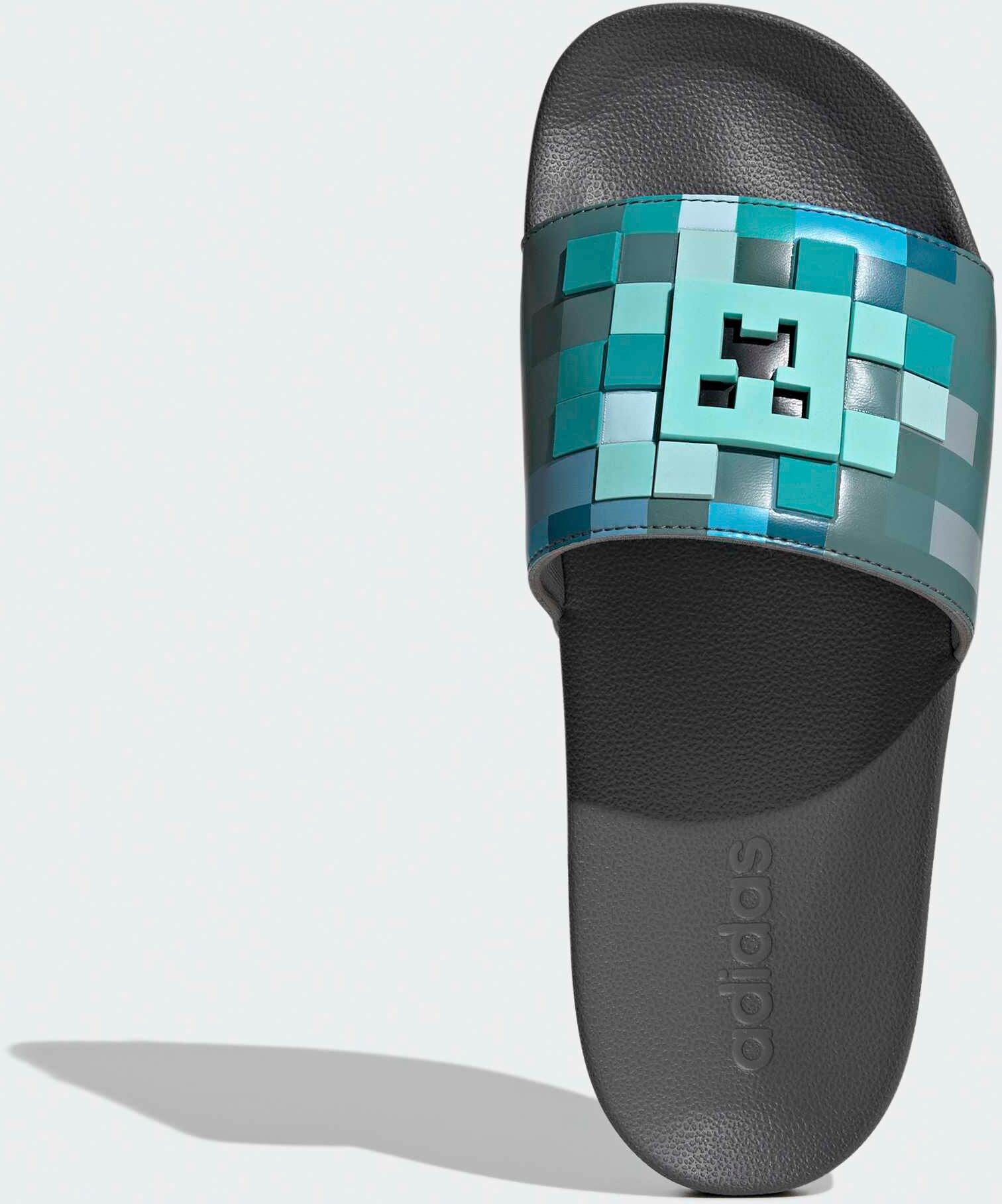 Badesandale ADIDAS SPORTSWEAR "ADILETTE SHOWER MINECRAFT BADESCHLAPPEN", Damen, Gr. 44,5, grün (grefou1, grefou, grefou), Synthetik, Schuhe Badesandale grefou1, grefou, grefou 44,5