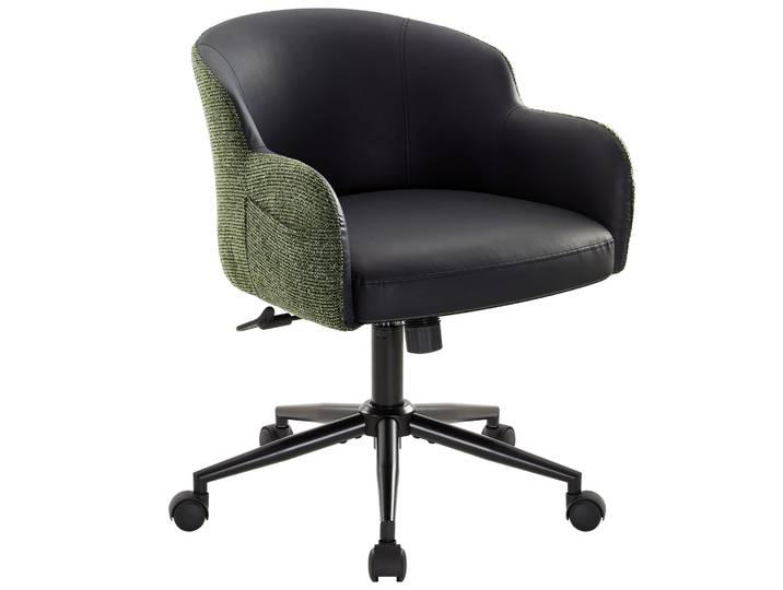 Chaise pivotante IWMH\, chaise de bureau réglable en hauteur\, chaise pivotante pour coiffeuse\, bureau\, chambre à coucher - cuirPolyuréthane+ velours - noir/vert