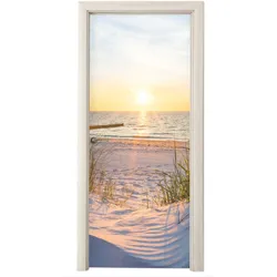 TÜRAUFKLEBER Strand - Sonne - Düne - Gras - Sand - Horizont Fototapete selbstklebend 80x205 cm - Türtapete