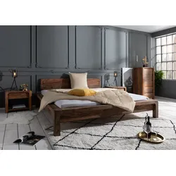 Bett Sheesham 180x200x80 grau geölt BUENO #010