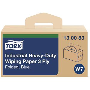 Tork Einwegtücher extra stark, 130083, W7, blau, 3-lagig, Zellstoff, 32 x 38 cm, 200 Blatt