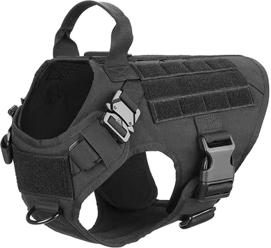 Uplift Curations Tactical Dog Harness Collar And Leash Set For Large Dogs With No Pull Control s black Harness