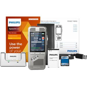 Philips PocketMemo DPM8000 Diktiergerät, 4 GB intern, mit SD-Slot, USB und Sprachaktivierung