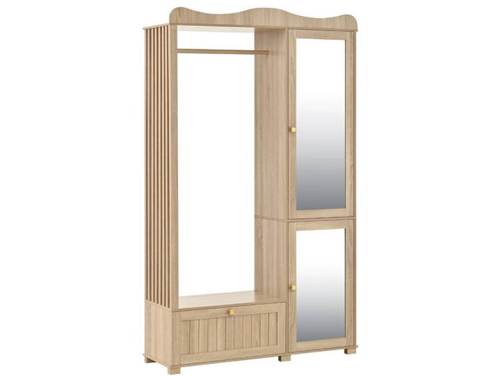 Armoire penderie en mdf avec miroir chêne 115,5x38,5x194,5 cm