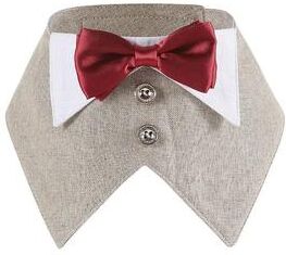 Uplift Essentials Premium Dog Tuxedo Bandana Formal Wedding & Party Bow Tie Collar khaki m