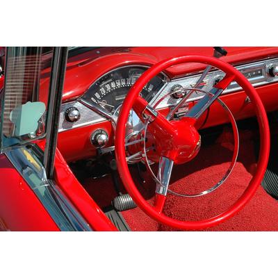 Fototapete PAPERMOON "Rotes Auto", bunt, B:5m L:2,8m, Vlies, Tapeten