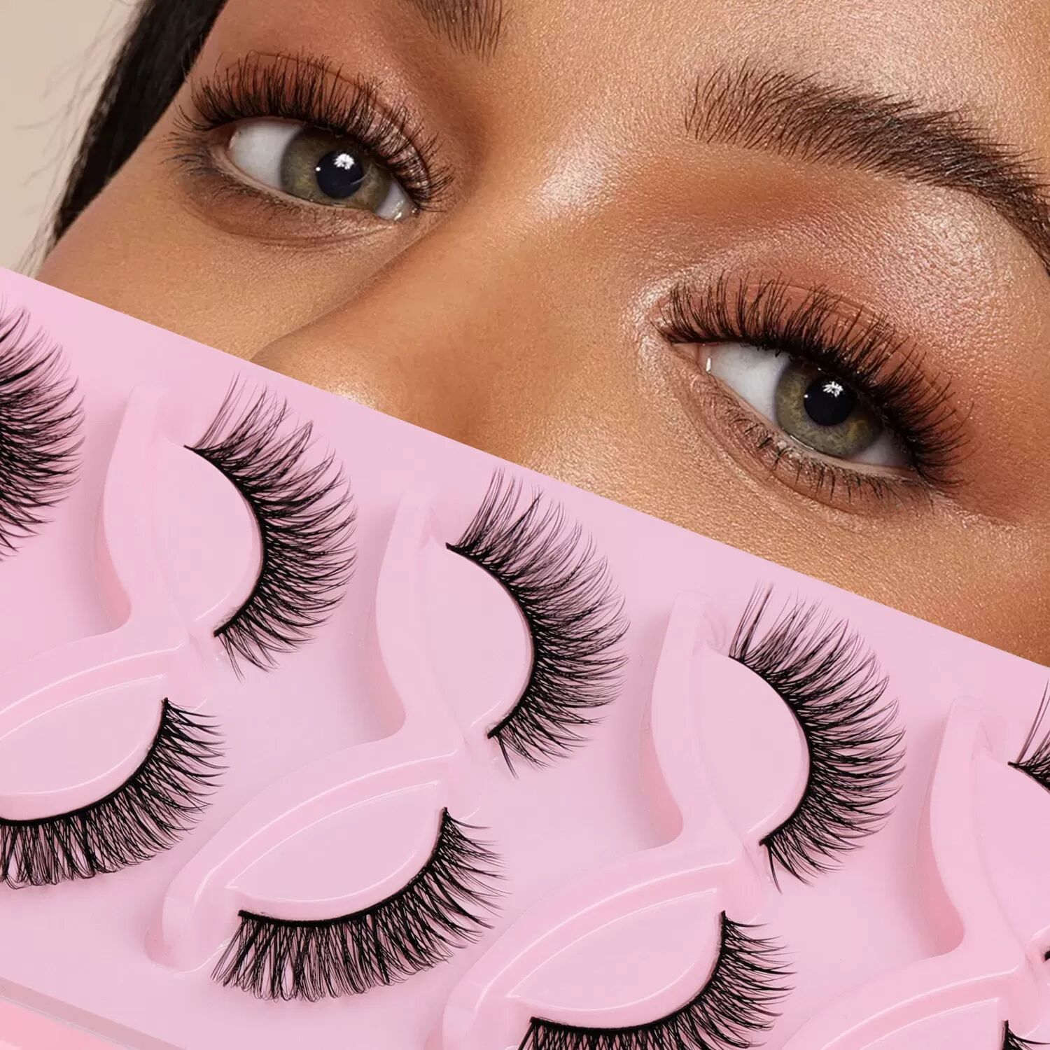 INF Cils en faux vison 5D, faux cils d'aspect naturel, 5 paires