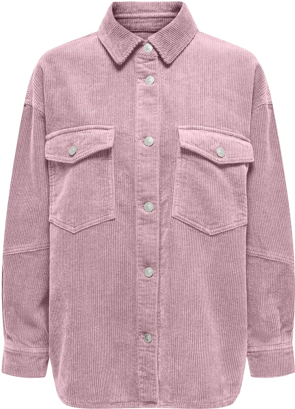 Hemdbluse ONLY "ONLTIGGY L/S CORD SHACKET PNT", Damen, Gr. L, rosa (keepsake lila), Cord, Obermaterial: 100% Baumwolle, unifarben, oversize hüftbedeckend, Blusen Hemdbluse, Baumwolle, oversize keepsake lila L