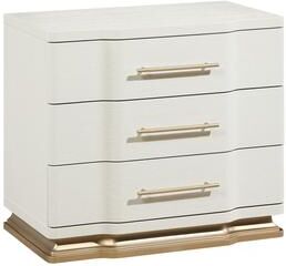 Lexington 3-Drawer Nightstand in Beige with Textured Finish and Gold Finish Handles