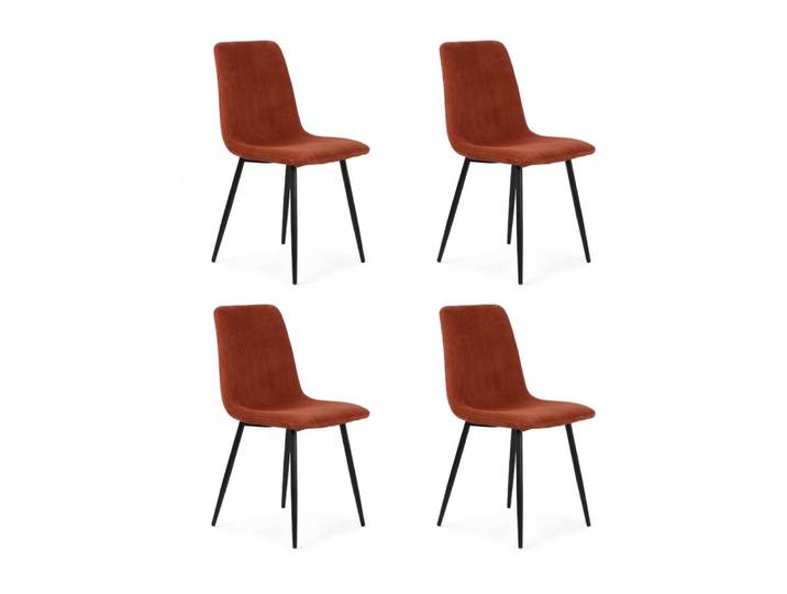 Chaise repas velours côtelé terracotta