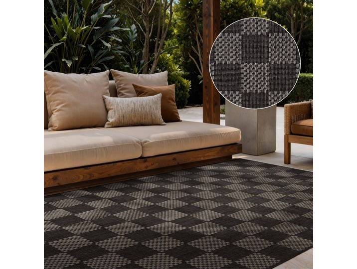 Teppich TED BAKER Dorothy, Wendeteppich , grau (schwarz weiß), B:160cm H:8mm L:230cm, Polypropylen, Teppiche, Teppich, Designteppich, Wetterfest, Pflegeleicht, Modern, Wohnzimmer, Terrasse