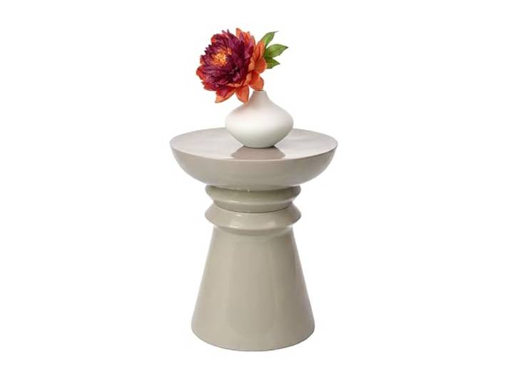 Relaxdays Beistelltisch, Kegel-Design, Wohnzimmer Dekoobjekt, beige Beistellhocker HxD: 45 x 38 cm, Podest, Metall