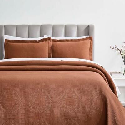 Home City, Inc. Peploi Matelasse Bedspread Set, King, Orange