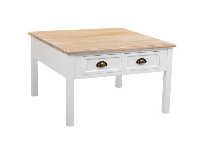 Table basse avec 2 tiroirs blanc 80x80x50h