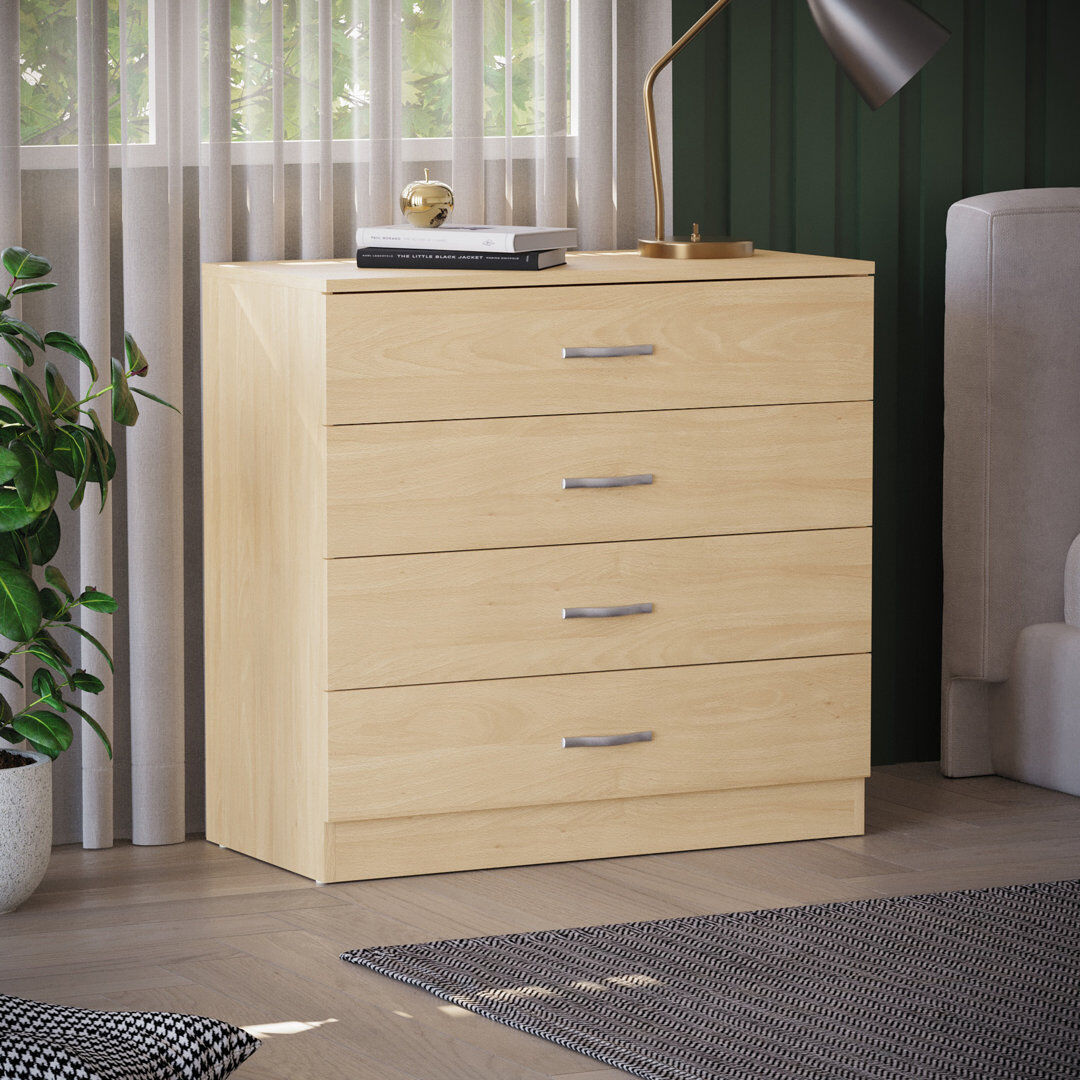 Hashtag Home Maybery 4 Drawer Chest Pine 72cm H X 75cm W X 36cm D