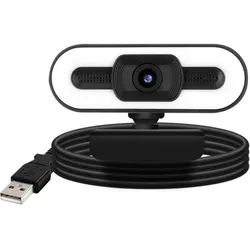 Avizar 1080P HD-Weitwinkel-Streaming-Webcam mit LED-Licht + Mikrofon - Schwarz (2 Mpx), Webcam, Schwarz