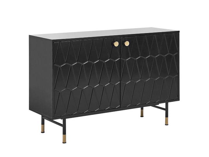 Beliani Schrank Schwarz Adante, 120x82x40 cm, Kleinmöbel, Kommoden, Sideboards