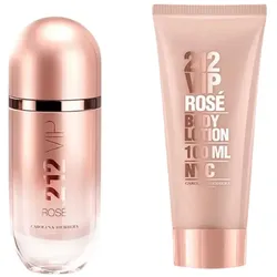 Carolina Herrera, Beauty Geschenkset, 212 VIP Rose Set – Duft & Body Lotion für Frauen, 80 ml 100 ml (Parfum Set)