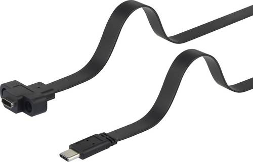 Renkforce USB-Kabel USB 3.2 Gen1 USB-C Stecker, USB-C Buchse 0.25m Schwarz schraubbar, hochflexibel RF-3415030