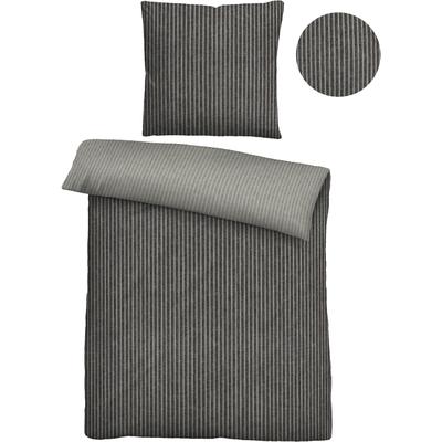 Biberna "Tillmann" 2 Stk. kuschelig warm im Winter, gestreifte Bettwäsche mit Wendeoptik