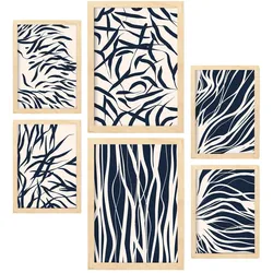 POSTER Set Mit 6 Bland Arts A3 & A4 Rahmen Aus Hellem Holz